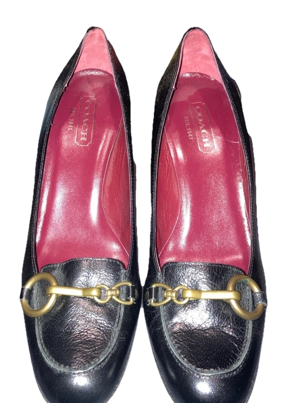 LoopCoach Aubry Black Leather Kitten Heel Pump Loafers Size 9 B
